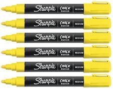 Picture of Sharpie Yellow Chalk Markers Mediums Tip Wet Erase 6 Markers