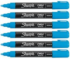 Picture of Sharpie Blue Chalk Markers Mediums Tip Wet Erase 6 Markers